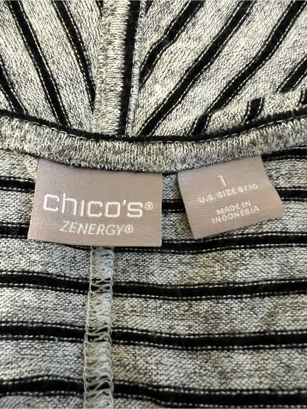 Chico's Zenergy Striped Open Front Cardigan‎ Draped Wrap Sweater Size 1 US 8/10